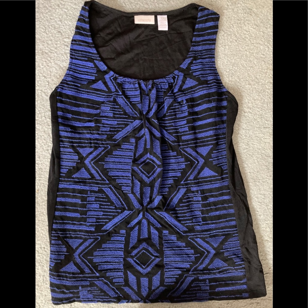 Chico’s sleeveless top blue and black
